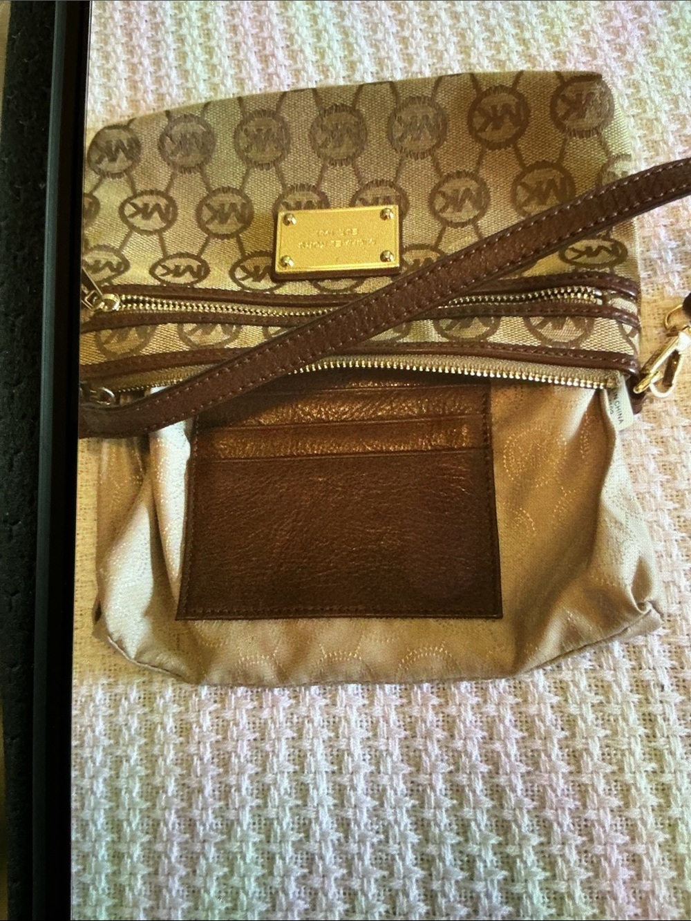 Michael Kors Gold and Brown Signature Wristlet - Picture 4 of 6